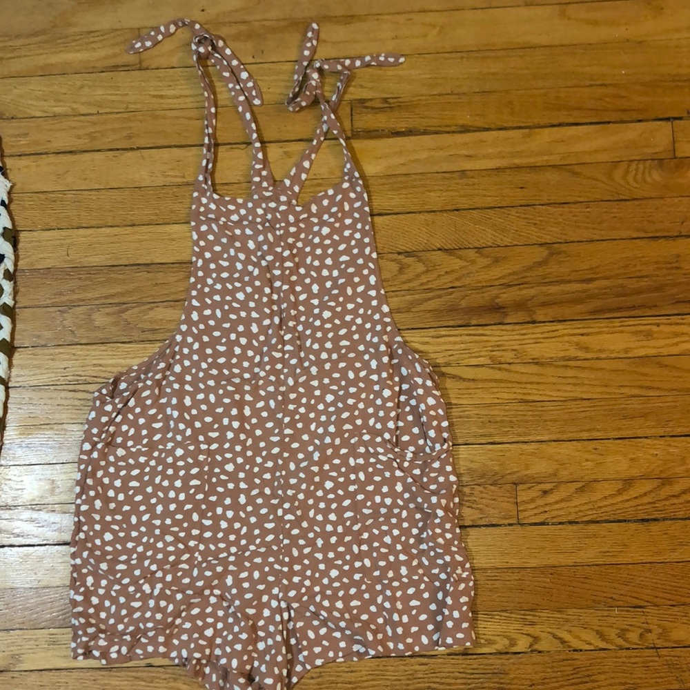 Aerie Shoulder Tie Overall Shorts